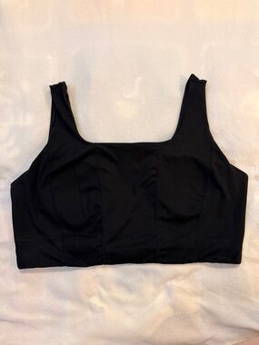 2X Black Square Neck Sports Bra